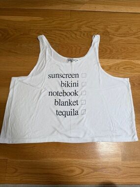 Wildfox White Graphic Checklist Tank Top